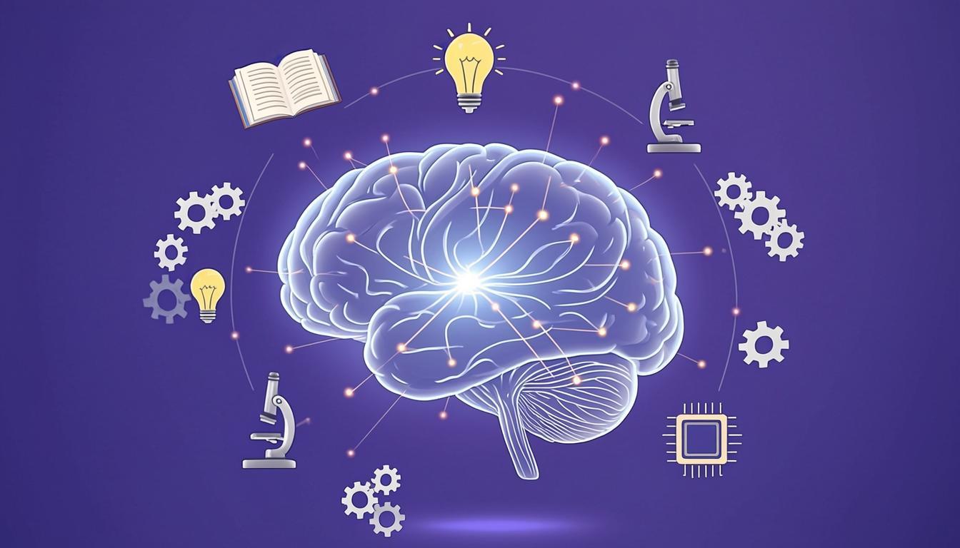 Brain with neural connections representing study techniques and memory