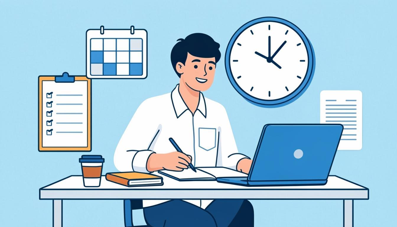 College student managing time with calendar and task list